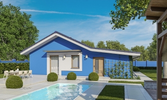 Projet de maison à 4 pièces avec garage.